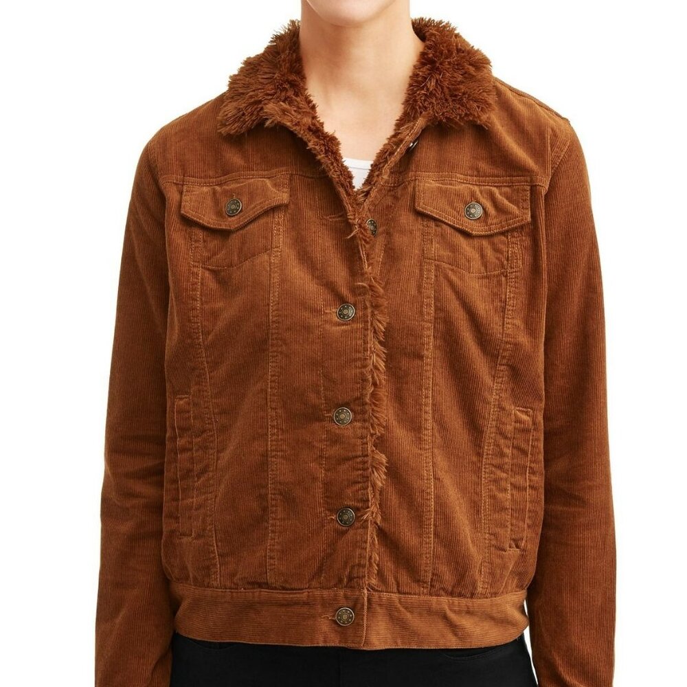 Jason Maxwell Women's Brown Corduroy  w/faux fur trim Trucker Jacket . Size M